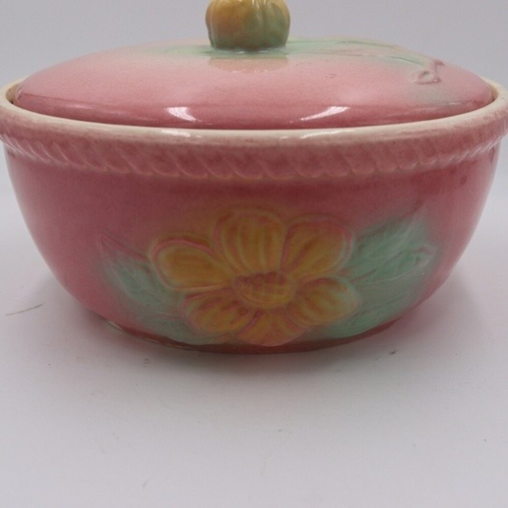 Hull Pink Glow Sun Flower Casserole Lidded Dish Oven Proof Vintage 1978 7.5"  US